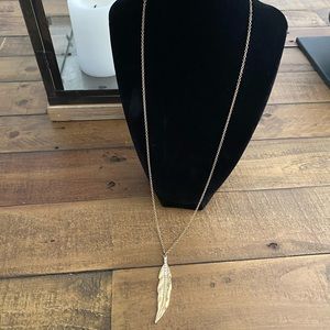 Feather Faux Diamond Long Necklace